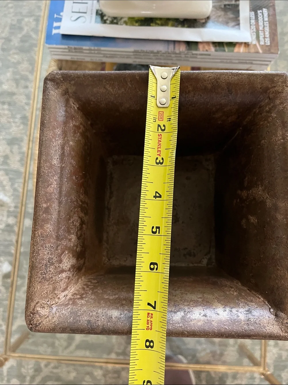Rustic Brown Metal Planter with Brass Claw Feet
